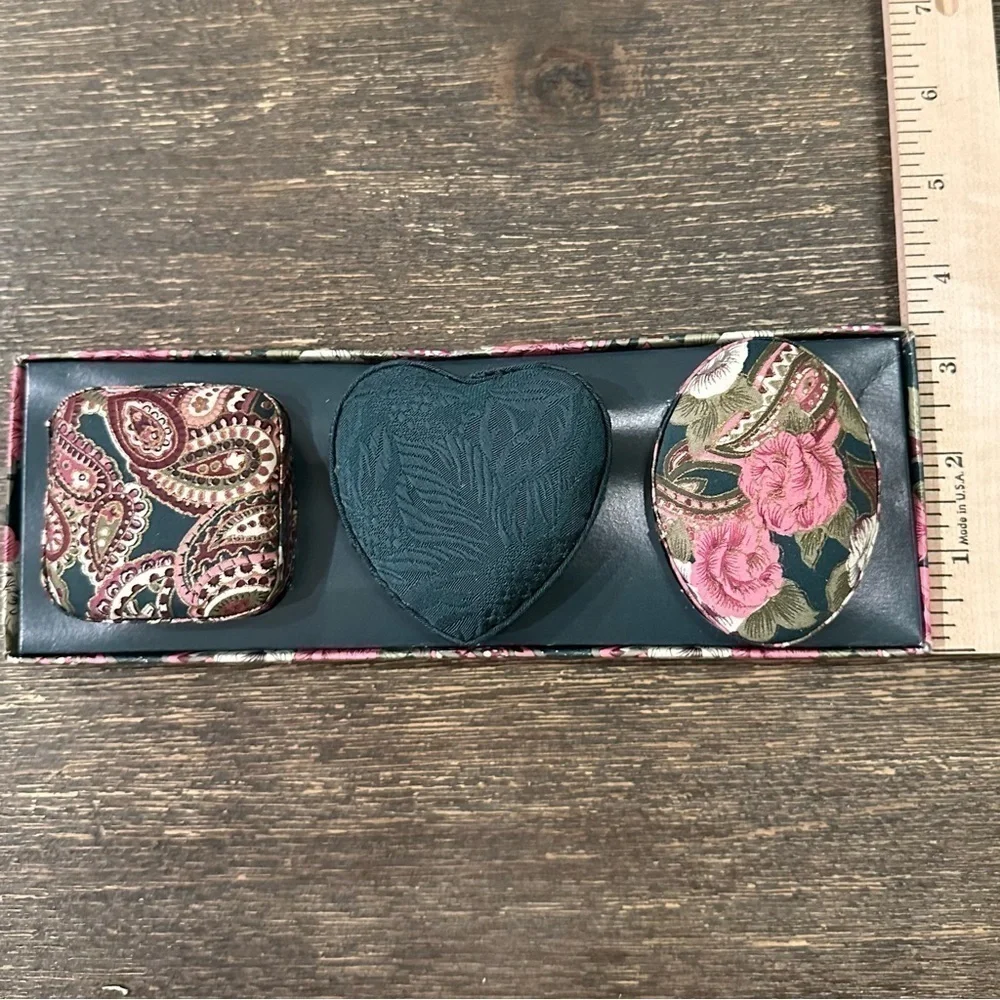 Vintage 90s Set of 3 Huntington Ridge Fabric Trinket Boxes- NEW in box